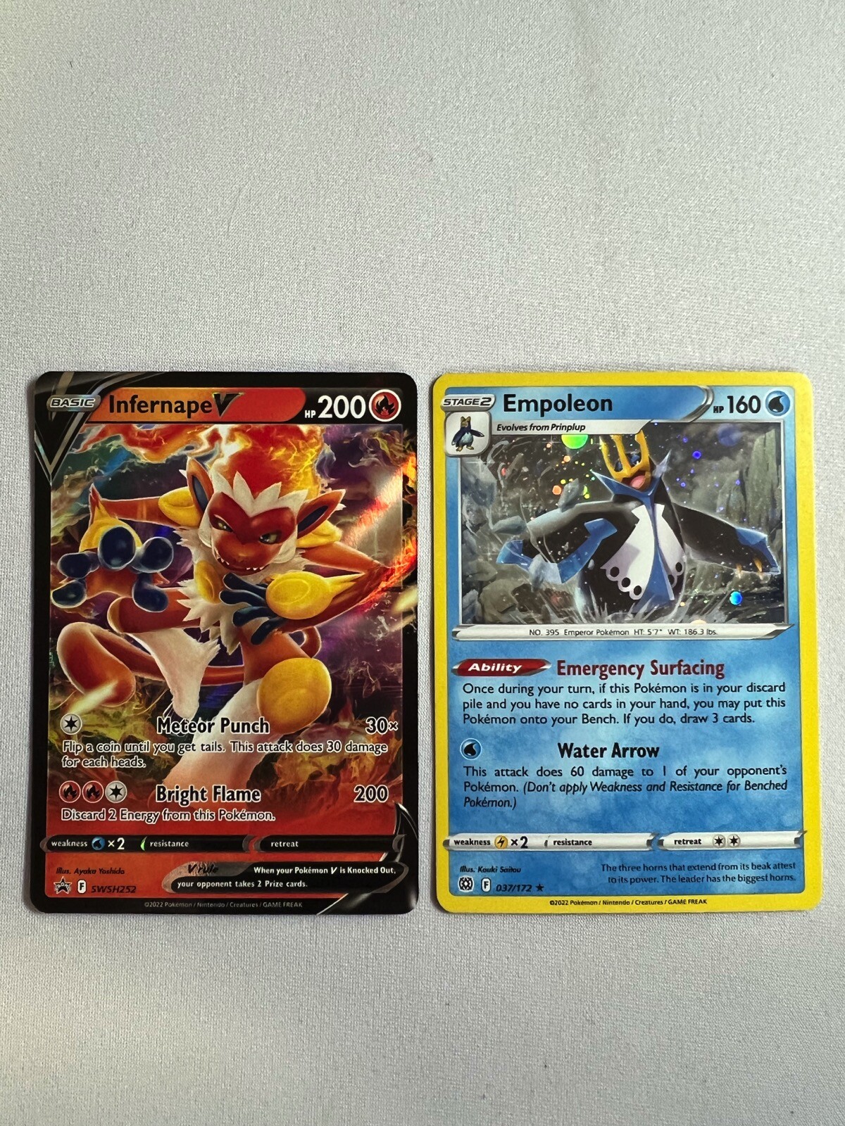 Pokemon INFERNAPE V SWSH252 Promo & Empoleon 037/172 Cosmo Holo Lost Origins