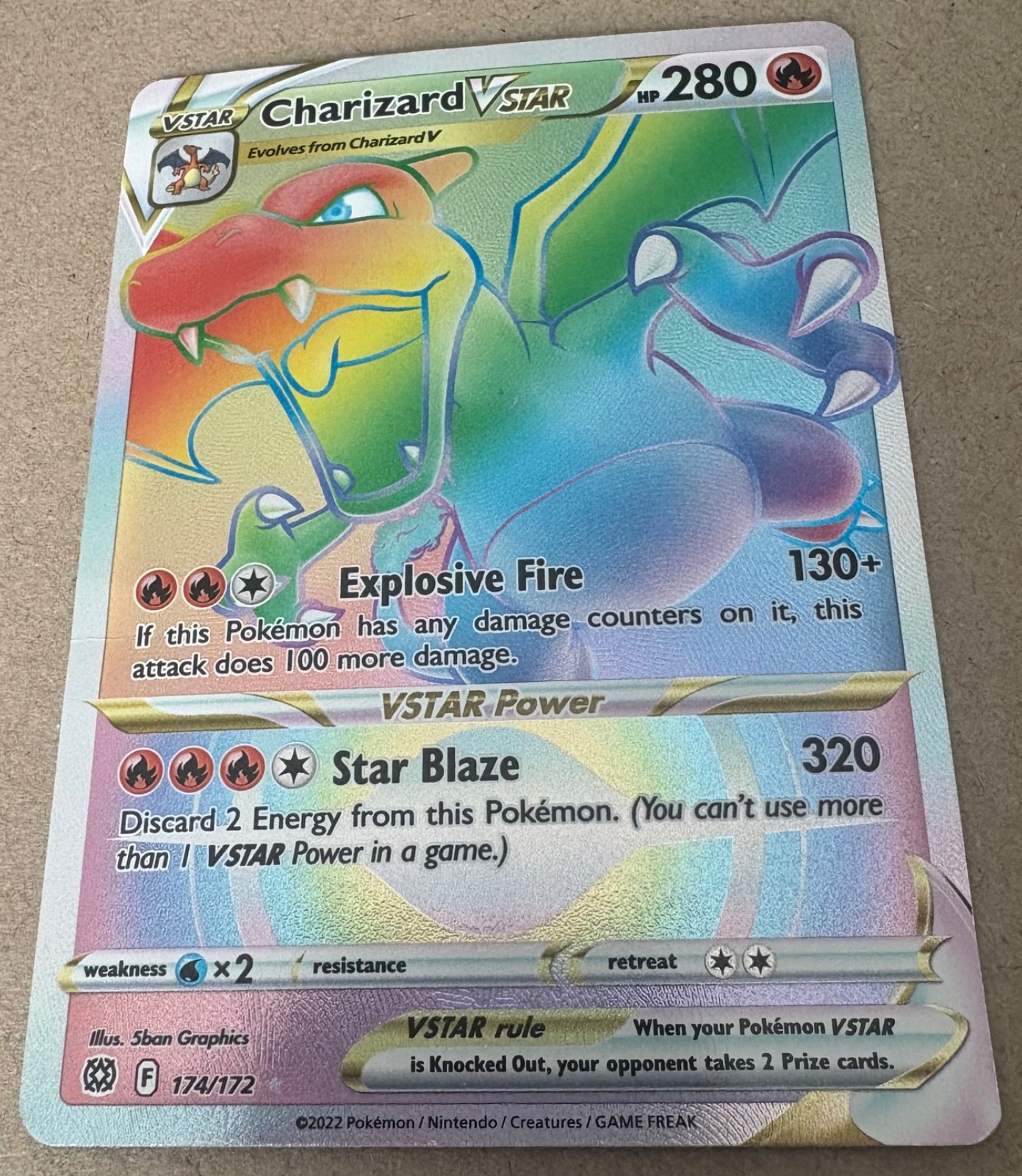 Charizard VStar Brilliant Stars Pokemon Card 174/172 Hyper Rare Rainbow NM/M