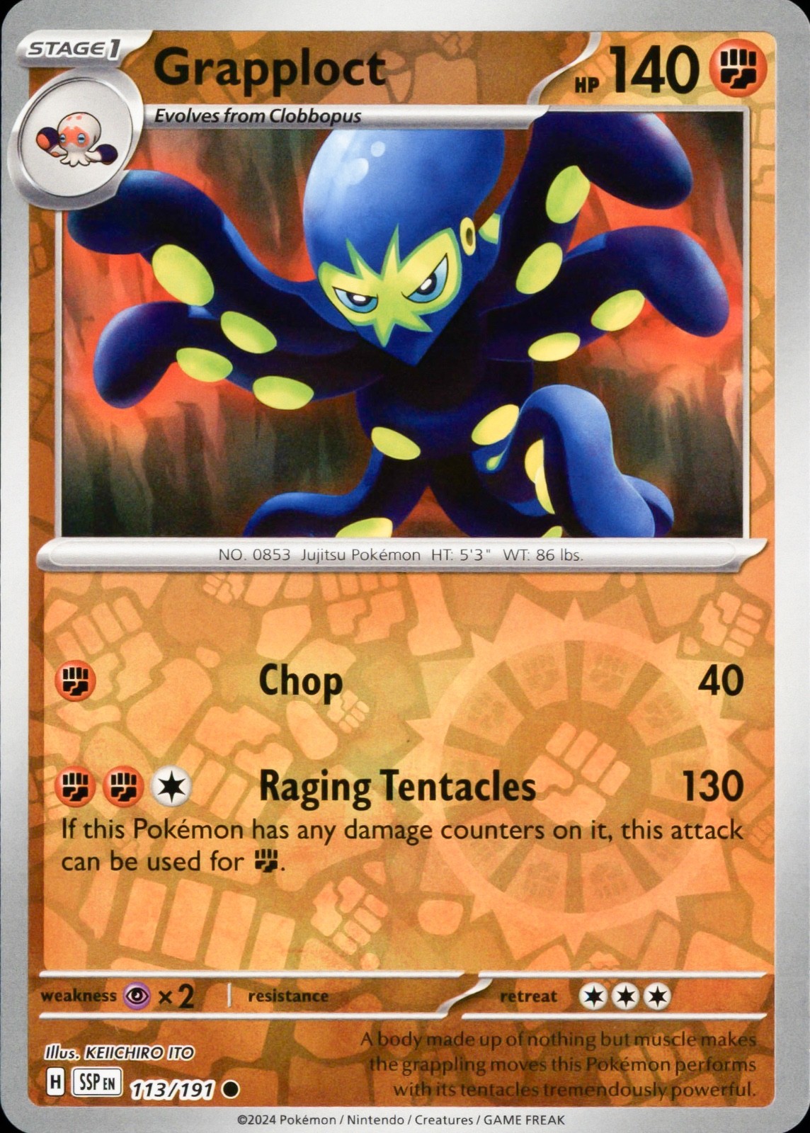 Grapploct Reverse Holo Common SV08: Surging Sparks 113/191 NM