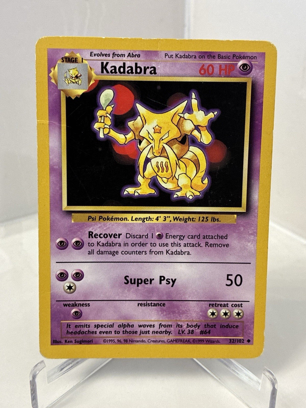 Pokemon Base Set Unlimited Kadabra 032/102 (Damaged) FREE SHIPPING