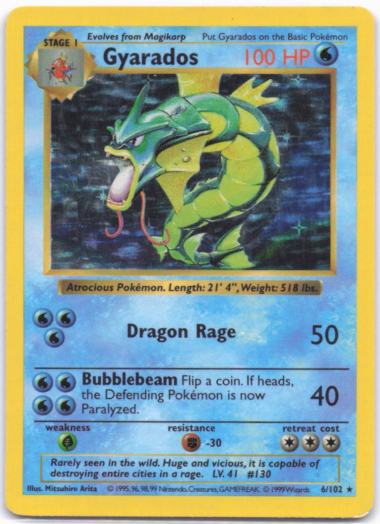 Base Set (Shadowless) #006/102 Gyarados MP