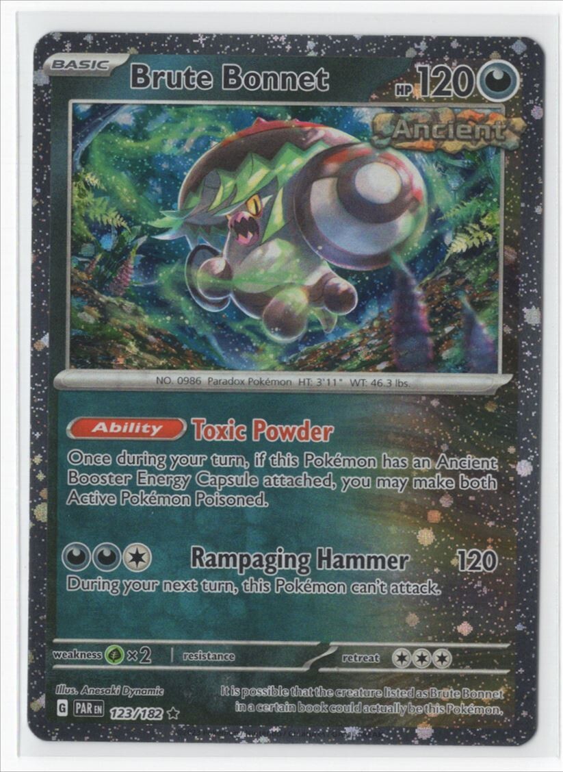 Pokemon Paradox Rift Brute Bonnet – 123/182 – Cosmos Holo