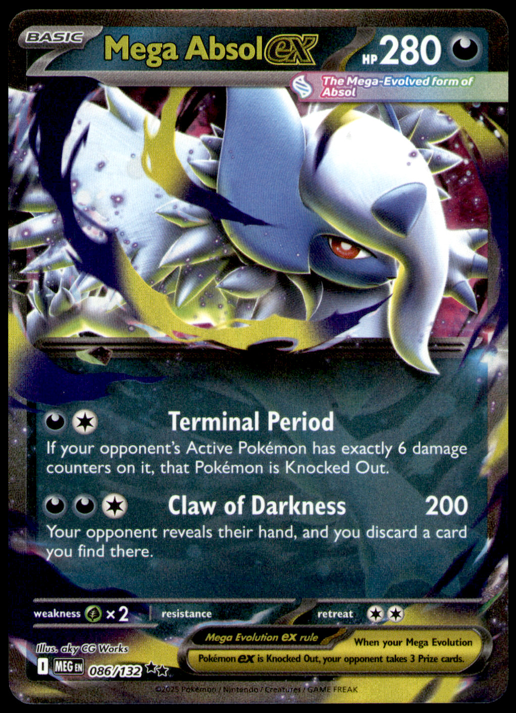 Mega Absol ex – ME01: Mega Evolution 086/132 Holo NM aky CG Works