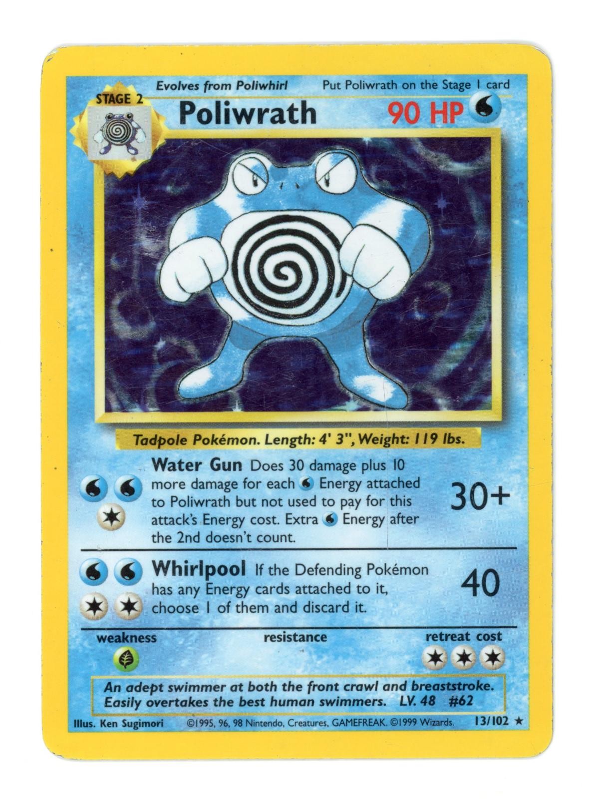Poliwrath 13/102 Holo Holo Rare Base Set Unlimited Pokemon Holo Heavily Played