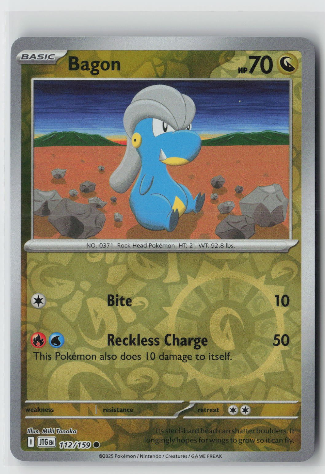 Bagon Reverse Holo Common SV09: Journey Together 112/159 NM