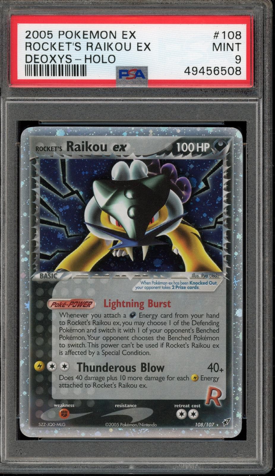 Pokemon Rocket’s Raikou ex Holo EX Deoxys 108/107 PSA 9 Mint
