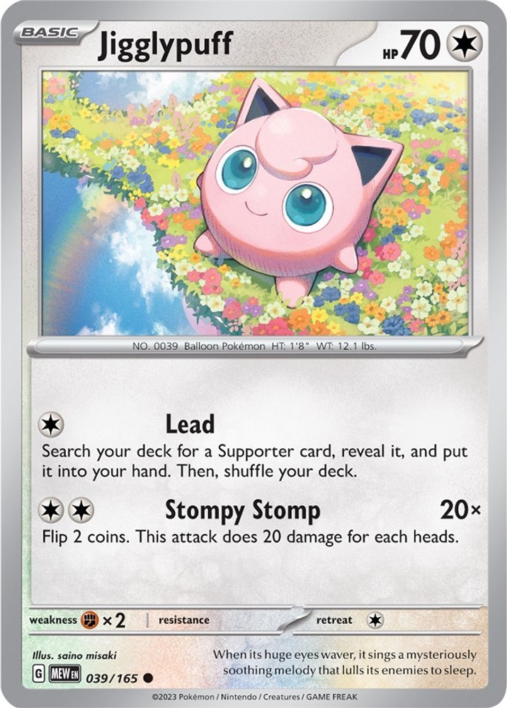 Jigglypuff MEW 039/165 Pokémon SV: Scarlet & Violet 151 Common Reverse Holofo…
