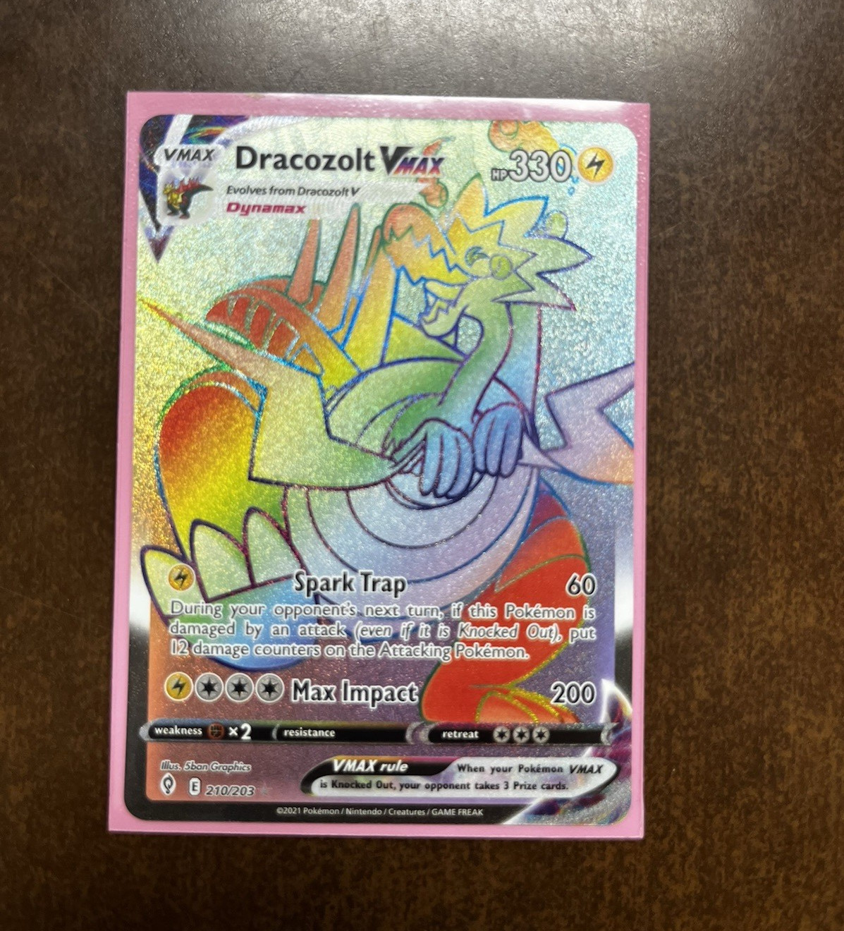 Pokemon TCG Dracozolt VMAX 210/203 Evolving Skies Secret Rare Holo Eng 330