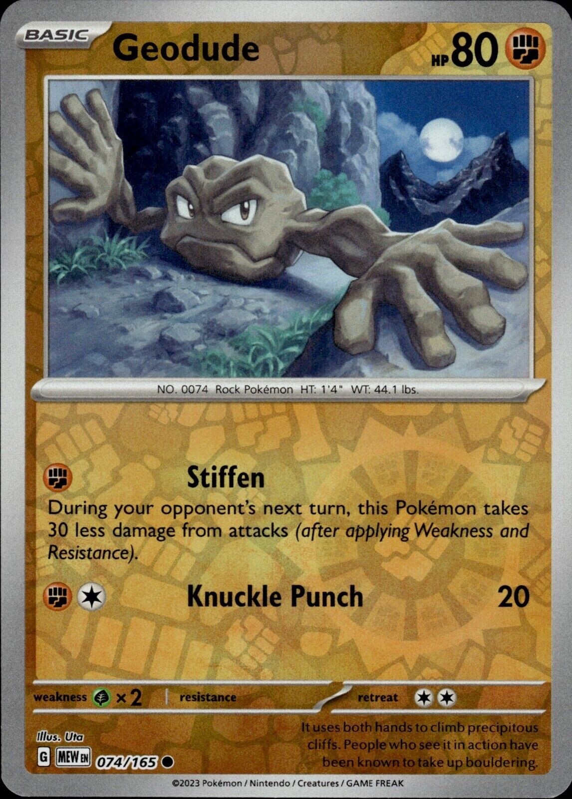Pokémon 151 – Geodude 074/165 – Reverse Holo – NM/M