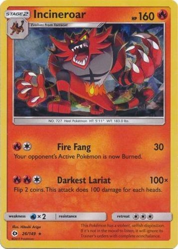 Incineroar – 26/149 – Cracked Ice Holo Roaring Heat Theme Deck Exclusive x1 Them