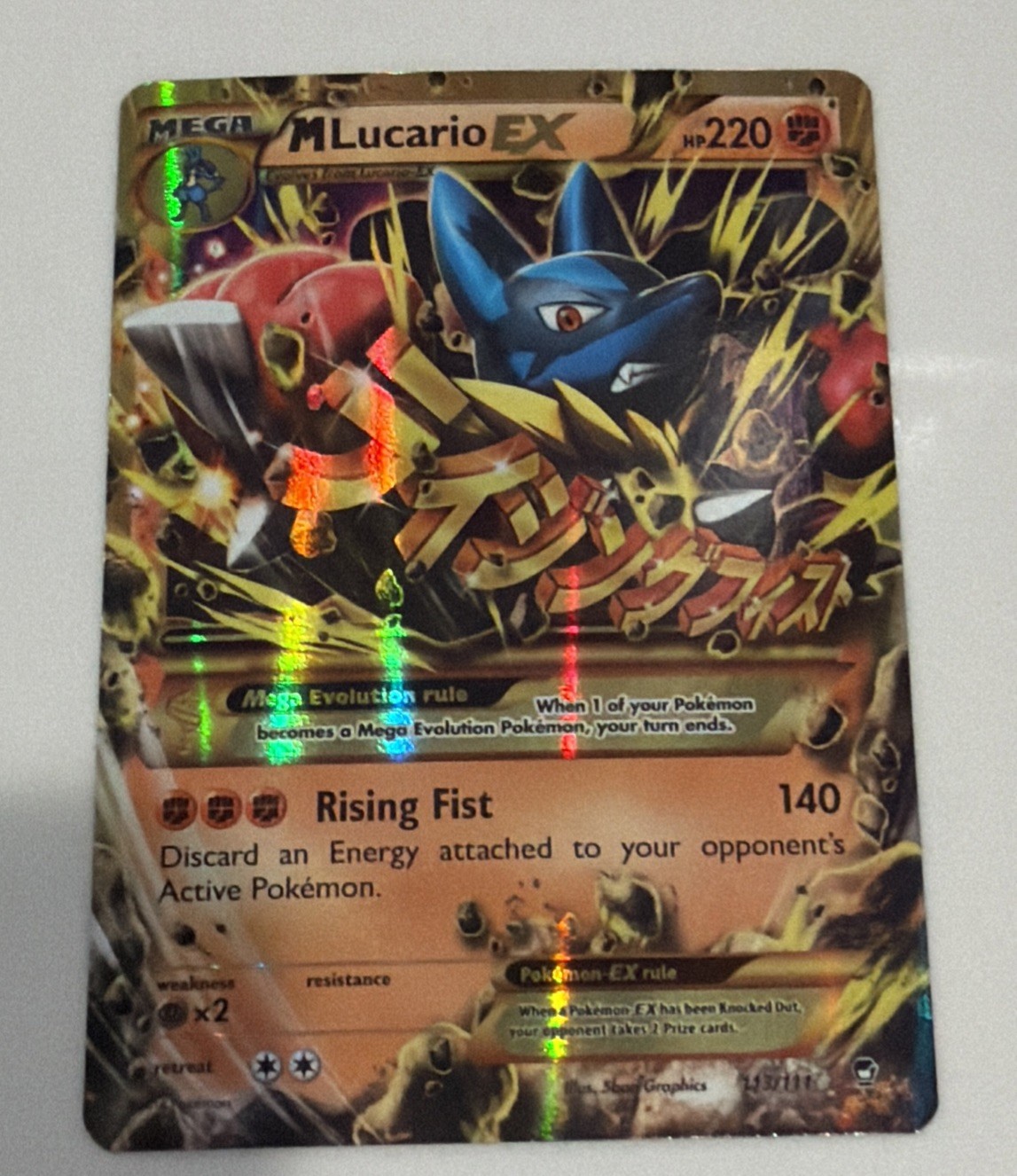 Mega Lucario EX 113/111 Pokémon Card XY Furious Fists Secret Rare NM