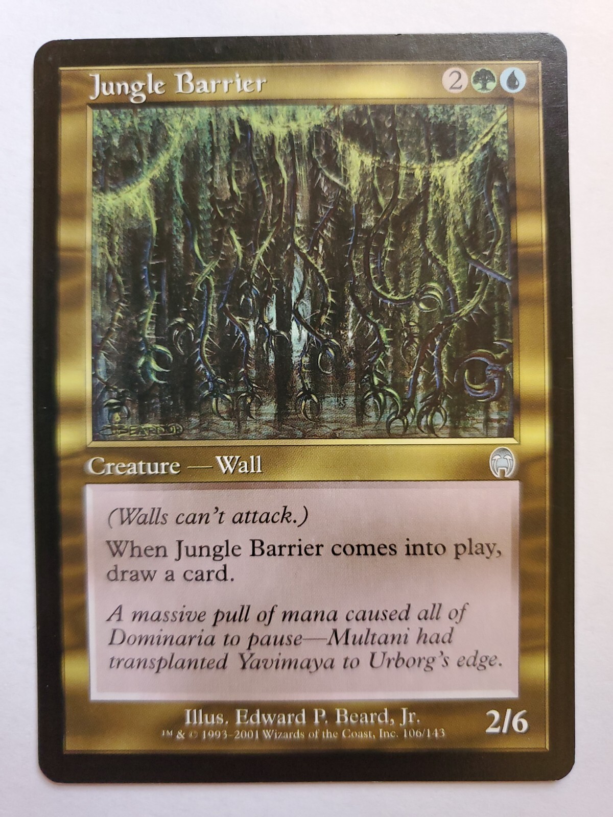 MTG Magic The Gathering Card Jungle Barrier Creature Wall Green Blue Apolcalypse