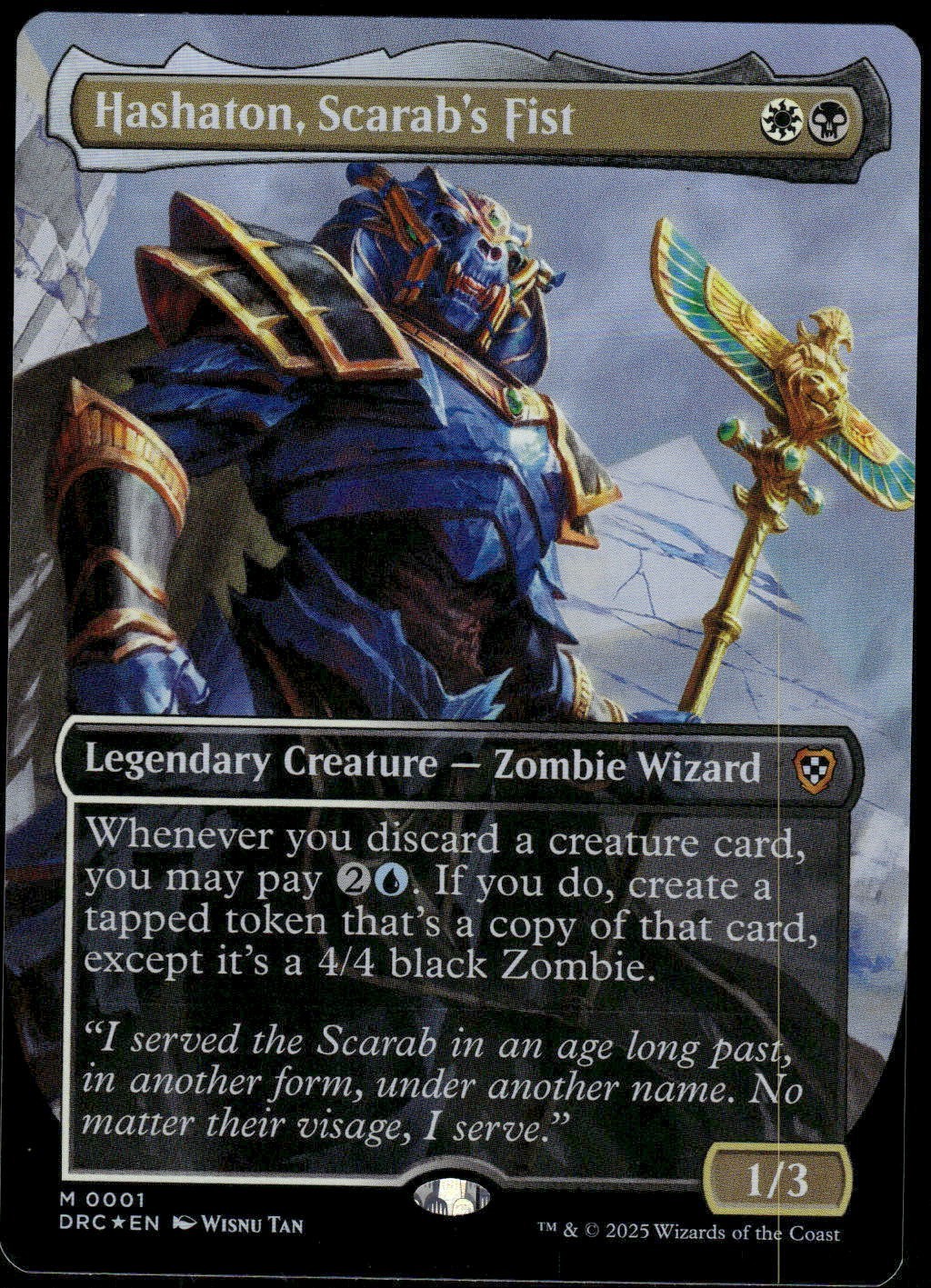 1x Foil Hashaton, Scarab’s Fist (Borderless) – Commander: DRC – NM-Mint MTG