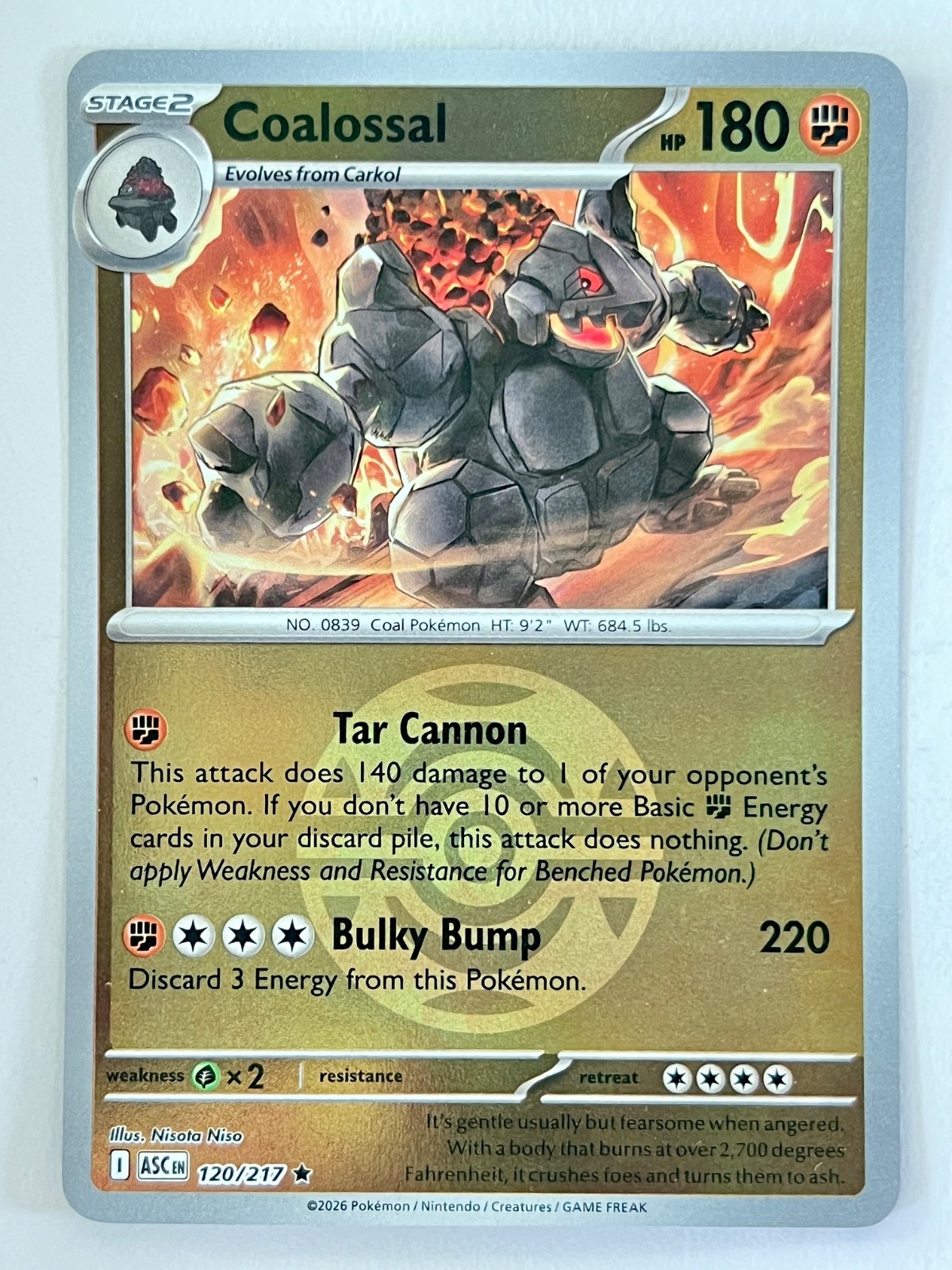 Coalossal 120/217 Reverse Holo Dusk Ball Ascended Heroes Pokemon – Near Mint NM