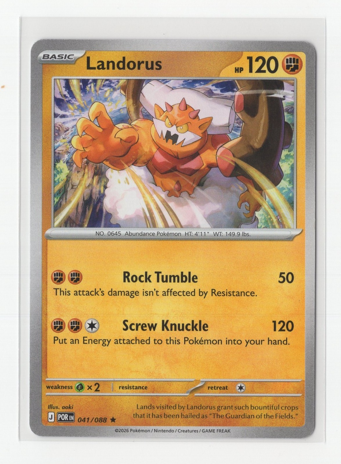 Pokemon Perfect Order 041/088 NON Holo Rare Landorus DECK EXCLUSIVE