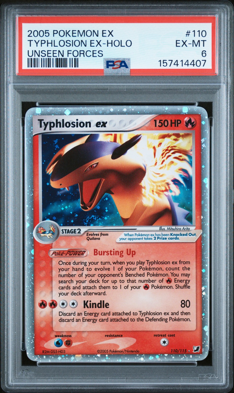 2005 POKEMON EX UNSEEN FORCES #110 TYPHLOSION EX-HOLO PSA 6