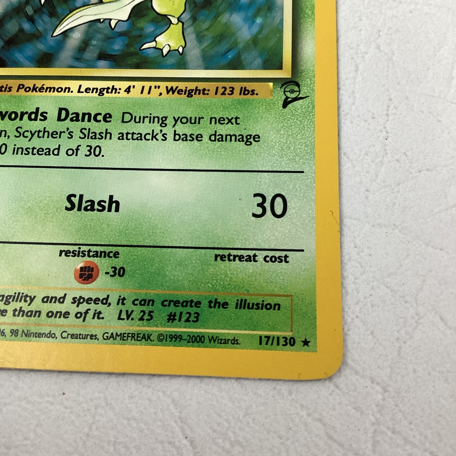 Scyther 017/130 Base Set 2 Pokemon TCG Card Holo Rare Vintage 2000