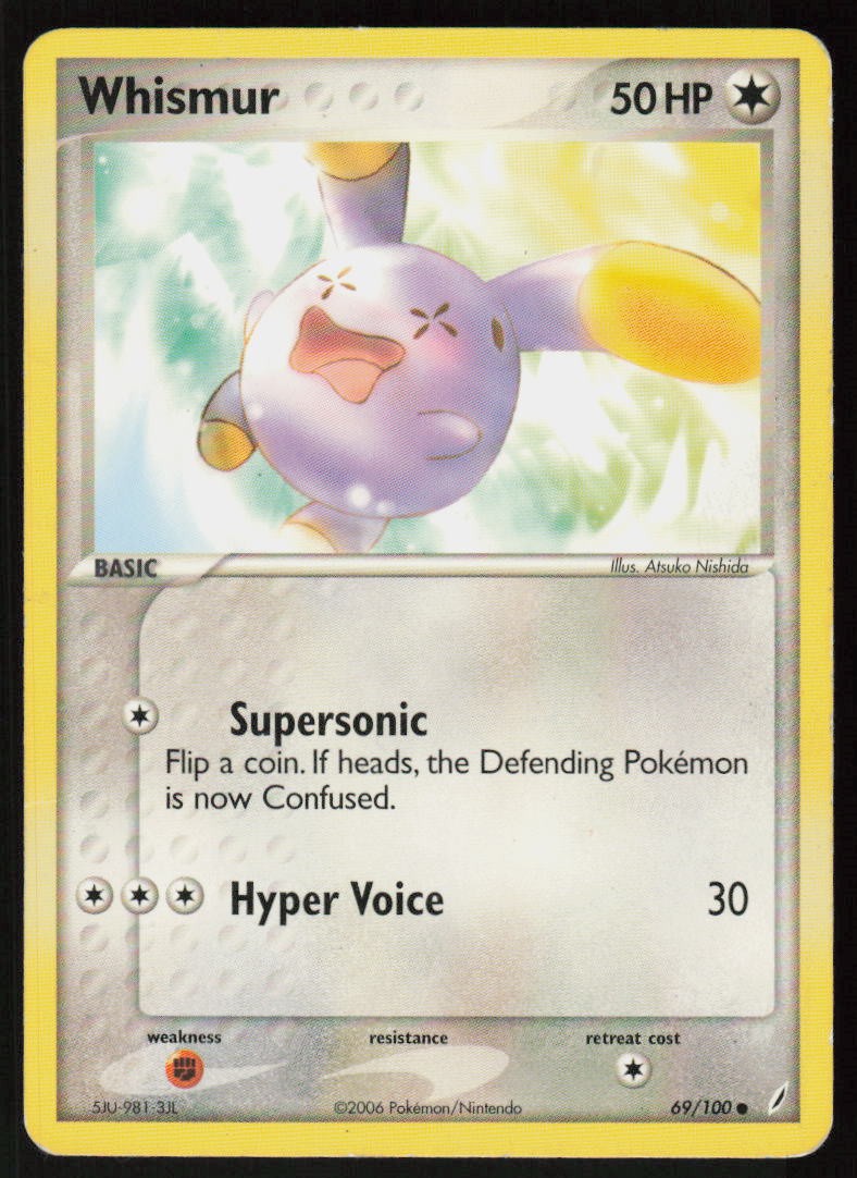 Whismur 69/100 Common Crystal Guardians Pokemon Damaged