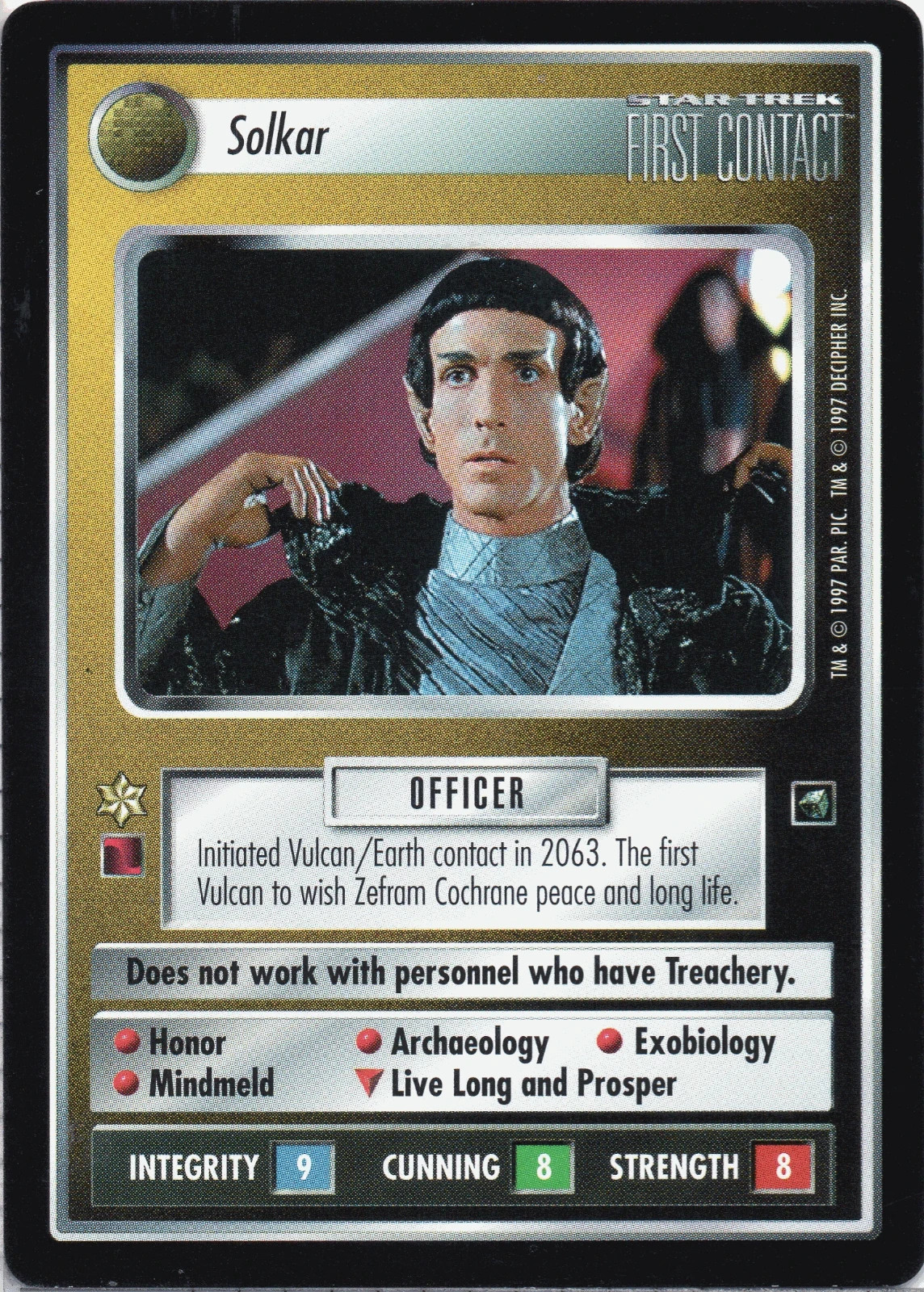 Star Trek CCG Solkar Near-Mint/NM Rare – First Contact 1997