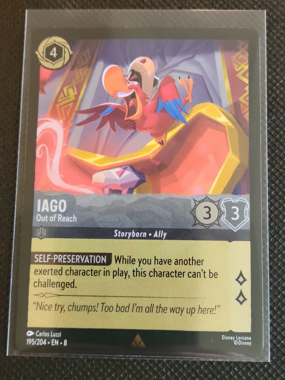 Iago – Out of Reach – 195/204 – Cold Foil – Rare – Lorcana: Reign of Jafar