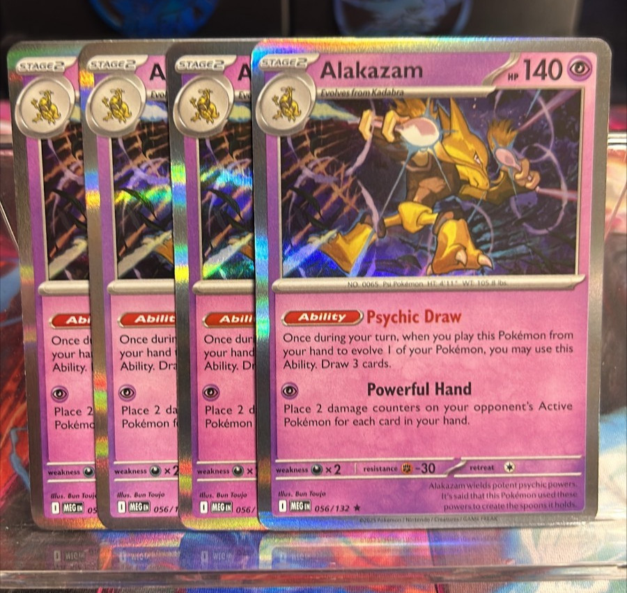 [4x Playset] Alakazam 056/132 ME01: Mega Evolution Pokemon TCG HOLO