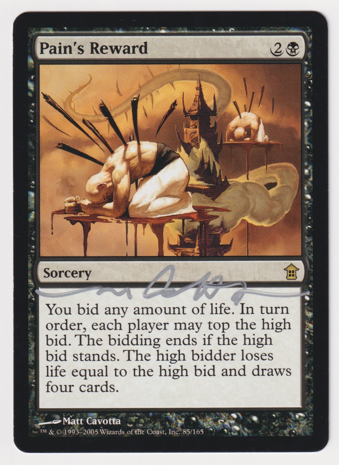 Silver Signed Pain’s Reward LP Saviors of Kamigawa Artist Matt Cavotta MTG Magic