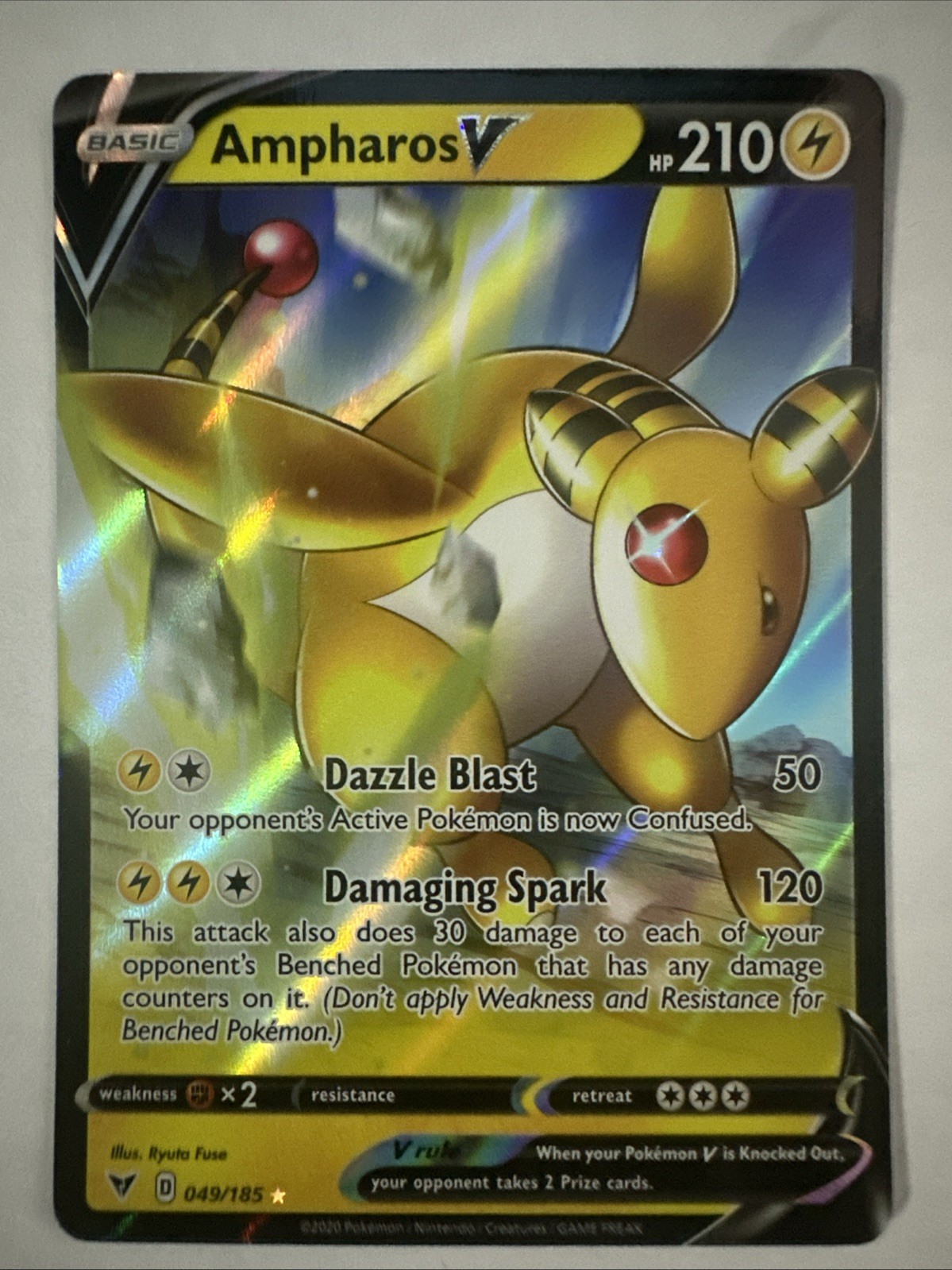 Ampharos V Holo Ultra Rare Card Vivid Voltage 049/185 NEAR MINT