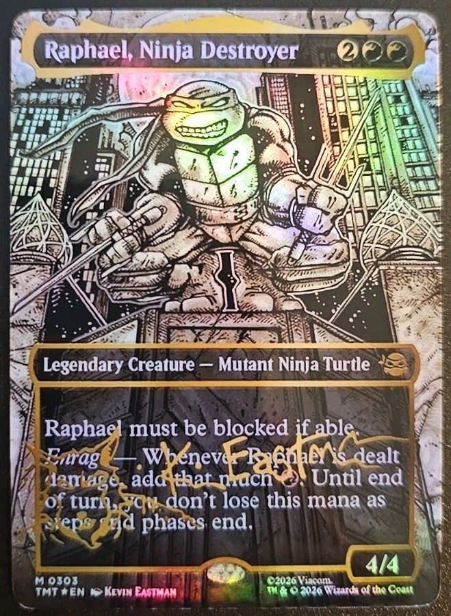 Raphael Ninja Destroyer, Magic the Gathering, Gold Foil Signature Playtest Card