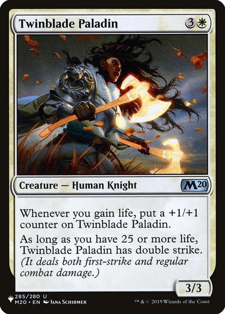 Twinblade Paladin NM EN 285/280 The List Reprints