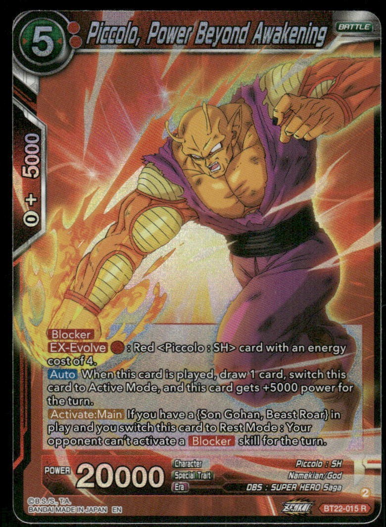 Piccolo, Power Beyond Awakening BT22-015R Foil Dragon Ball Z TCG trading card