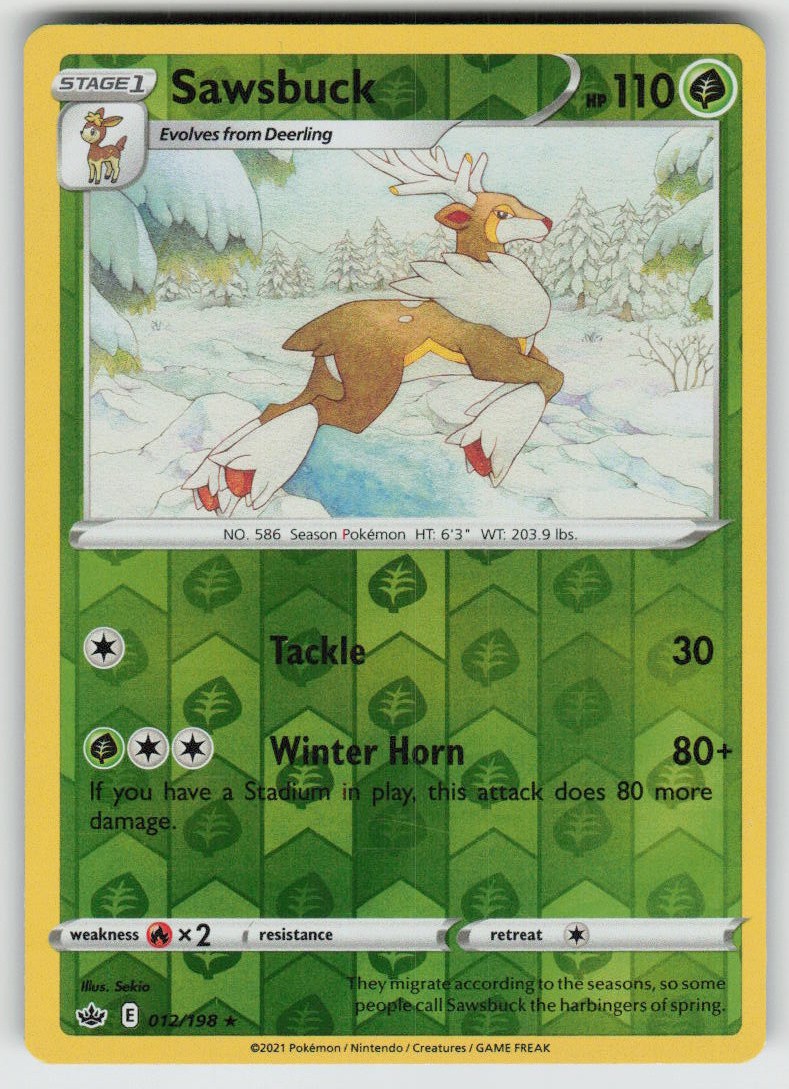 PO-04 Reverse Holo Sawsbuck 012/198 Rare SWSH06: Chilling Reign NM