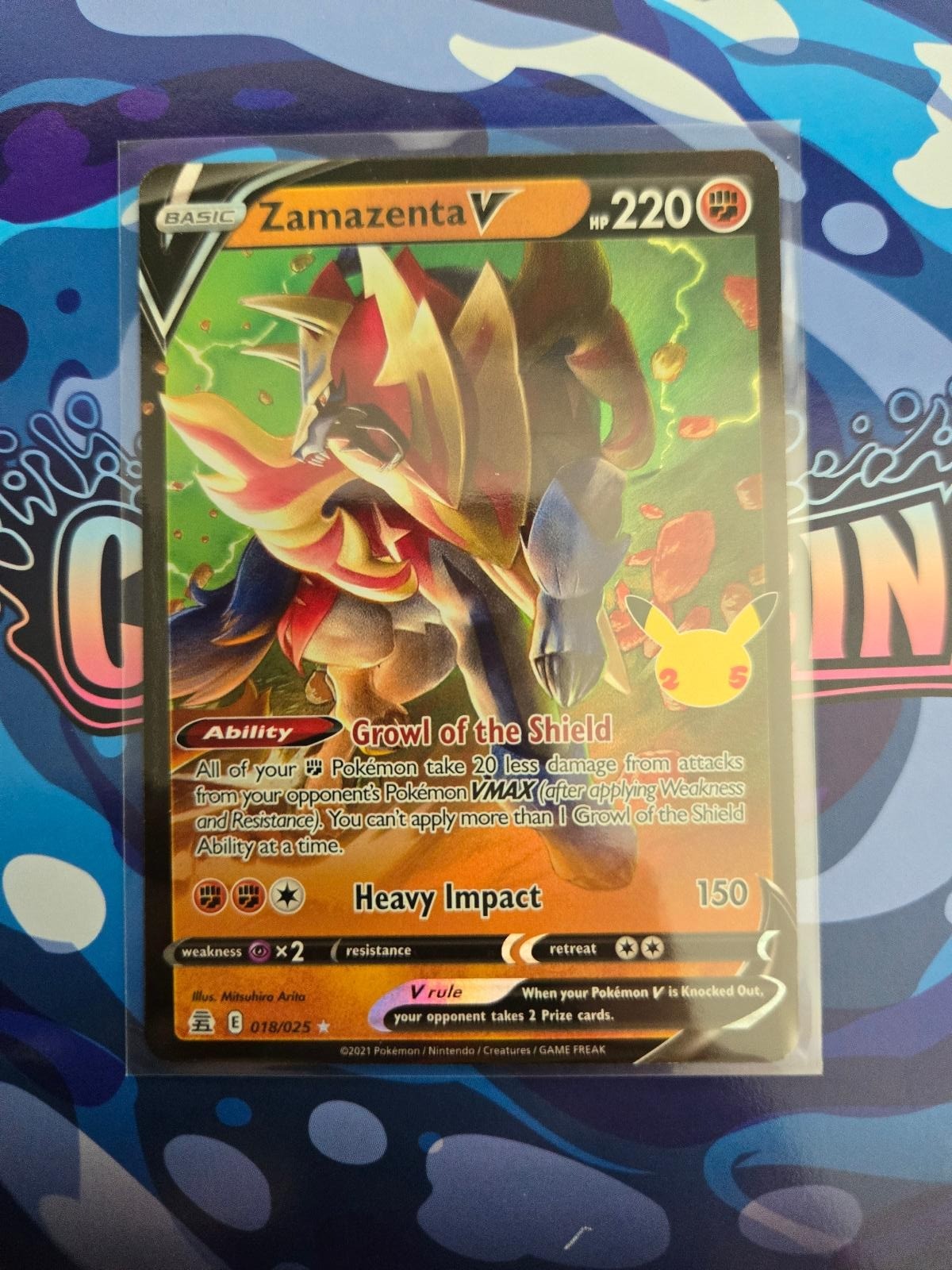 Zamazenta V 018/025 Holo V Rare Celebrations Pokemon Near Mint