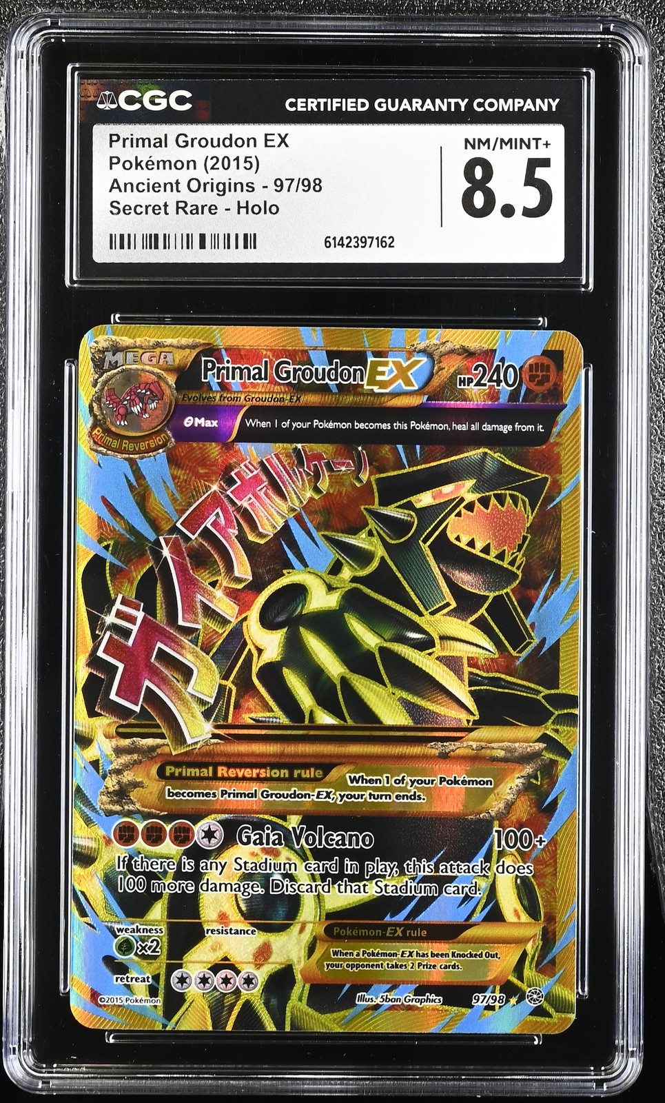 CGC 8.5 Primal Groudon EX 97/98 Ancient Origins Secret Rare Holo Pokemon Card