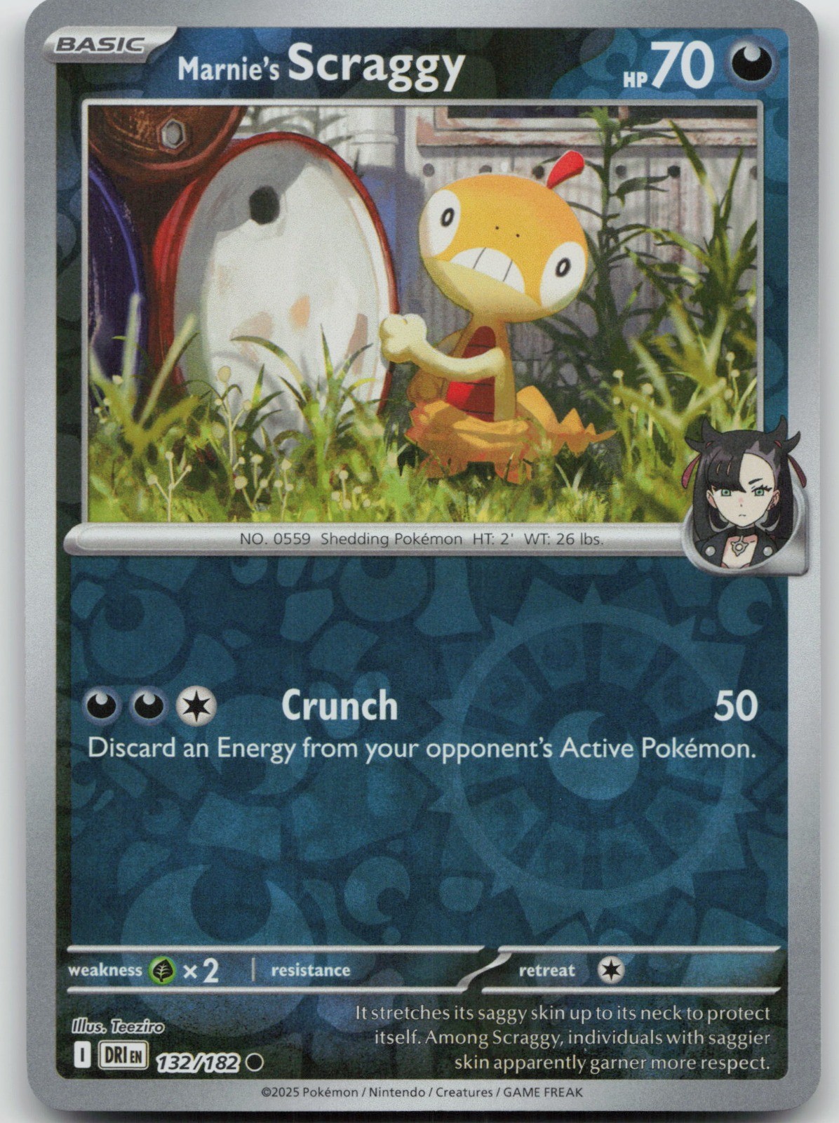 Marnie’s Scraggy Reverse Holo SV10: Destined Rivals 132/182 NM PLANETA Mochizuki