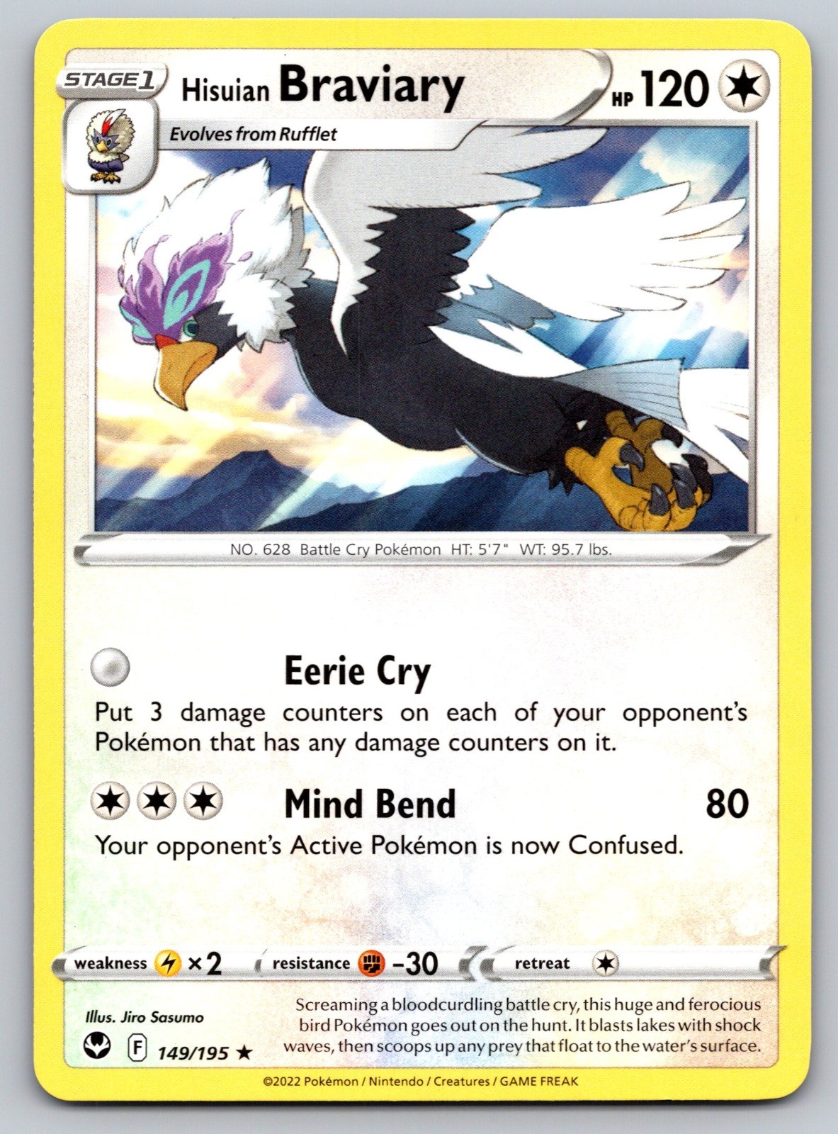 Hisuian Braviary Rare SWSH12: Silver Tempest 149/195 NM