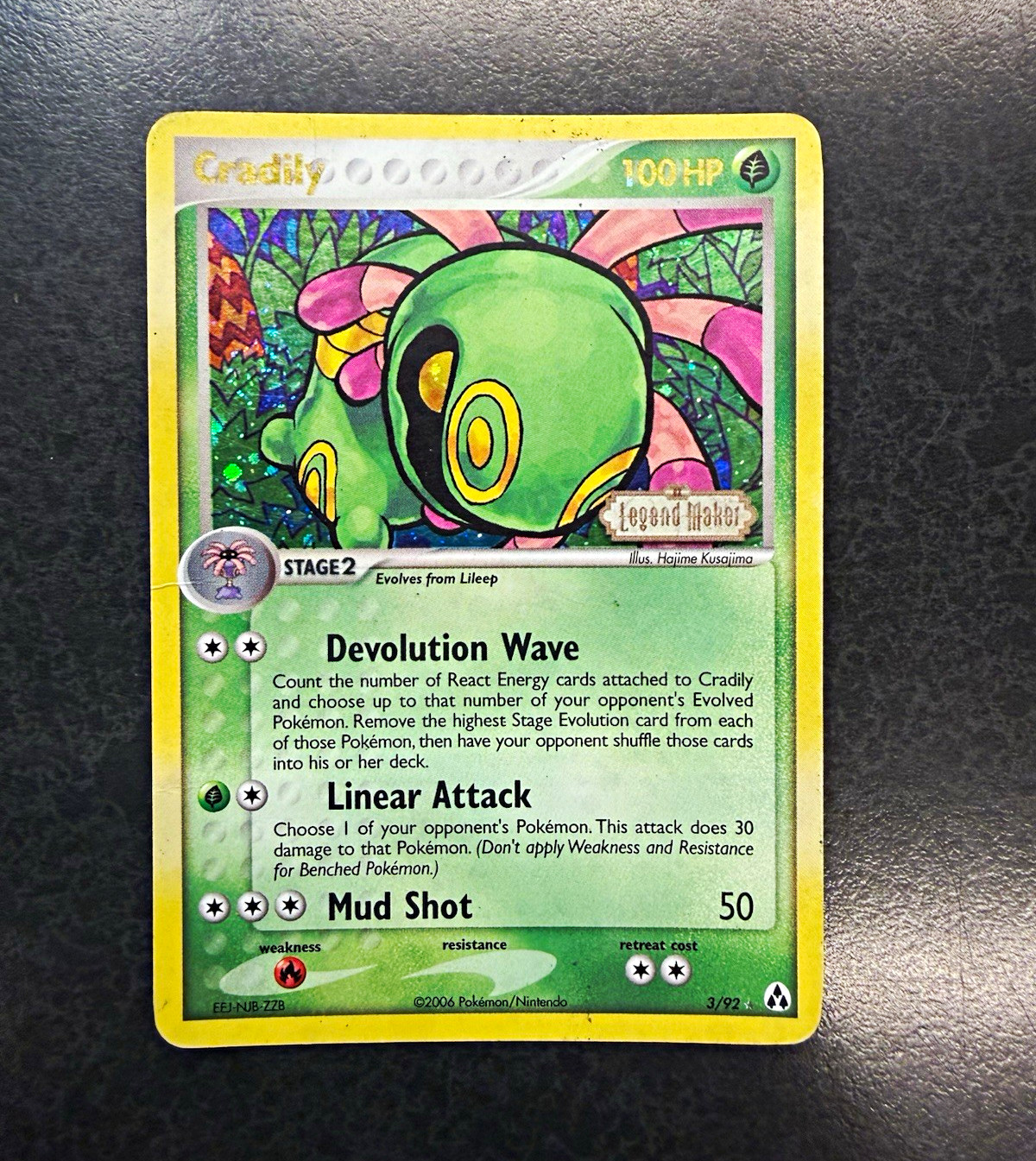 Pokemon TCG Cradily EX Legend Maker Reverse Holo Rare 100 HP 3/92 2006 Swril🌀