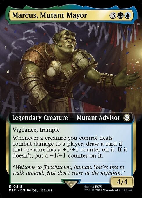 Marcus, Mutant Mayor Extended Art – PIP 0418 – NM – MTG Magic