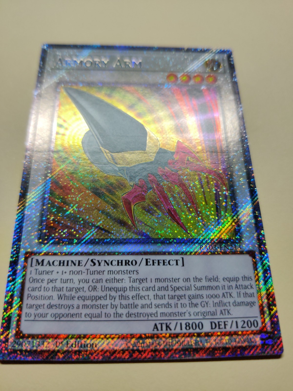 Armory Arm RA03-EN213 Platinum Secret Rare 1st Edition LP