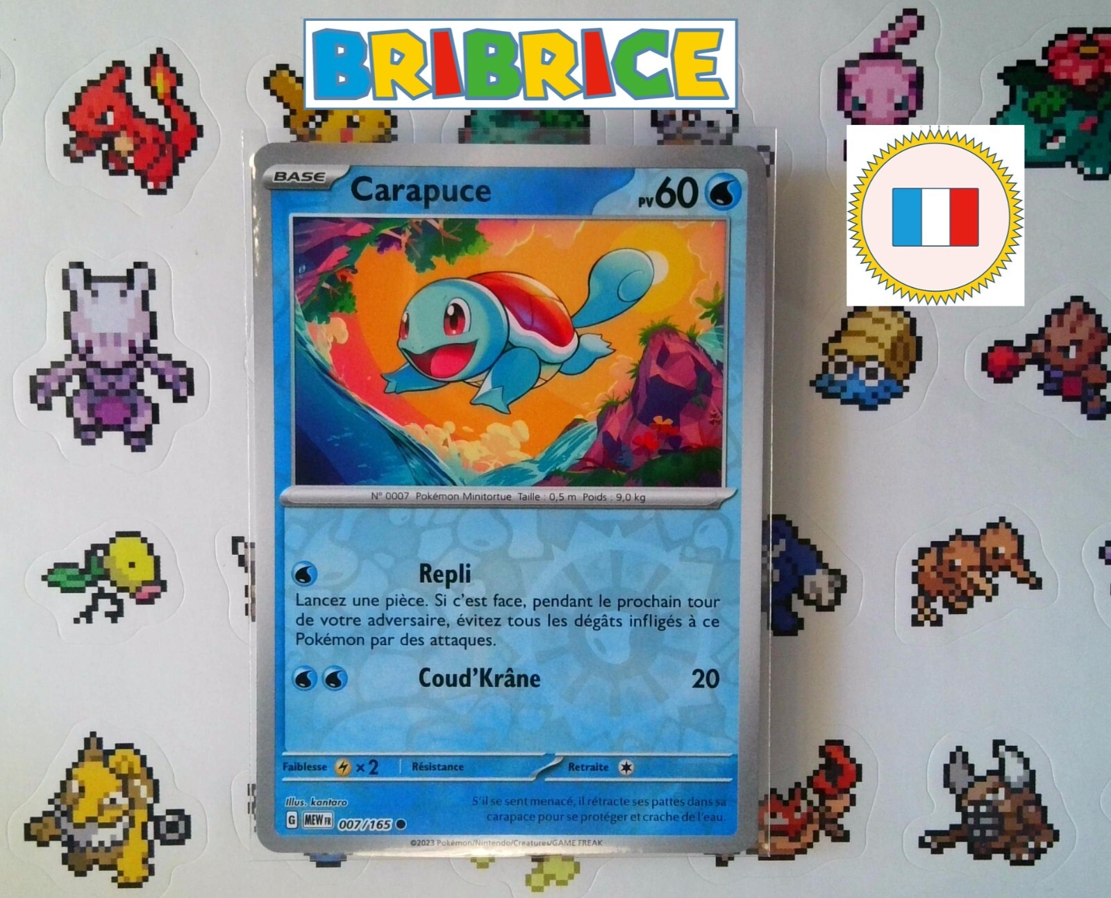 Pokemon Card Carapuce Squirtle MEW 151 7/165 REVERSE FR