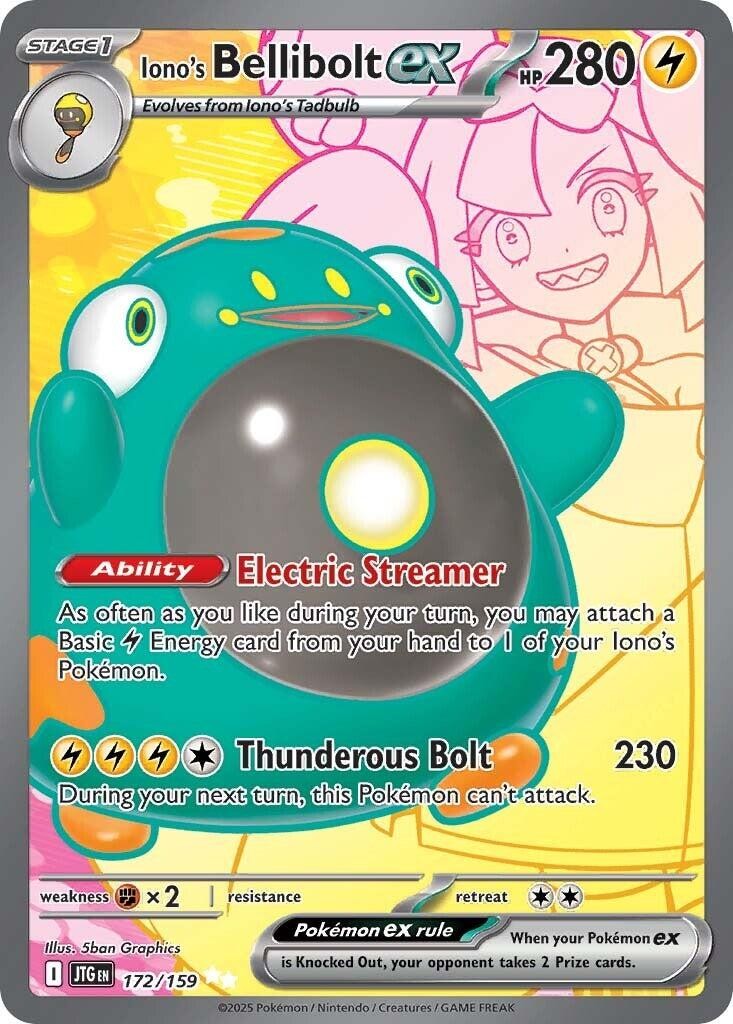 Iono’s Bellibolt ex Holofoil NM Ultra Rare Journey Together 172/159