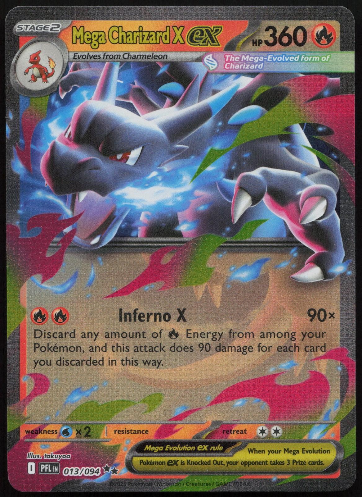 Mega Charizard X ex 013/094 Double Rare Phantasmal Flames Holo Near Mint
