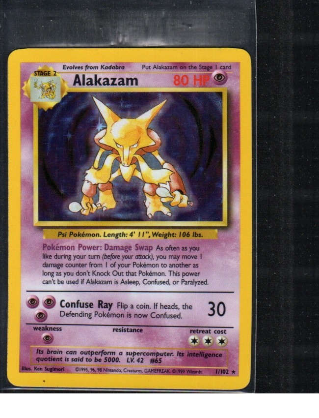 Alakazam Base Set 1/102 1999 Pokemon Base Set Holo Rare
