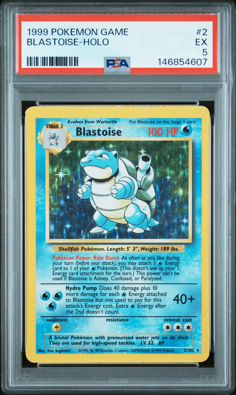 1999 Pokemon Game #2 Blastoise Holo PSA 5