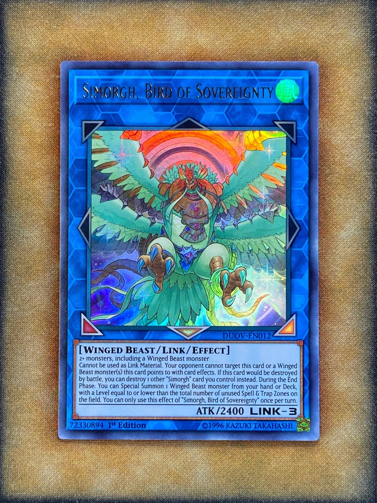 Yugioh Simorgh, Bird of Sovereignty DUOV-EN012 Ultra Rare 1st Ed NM