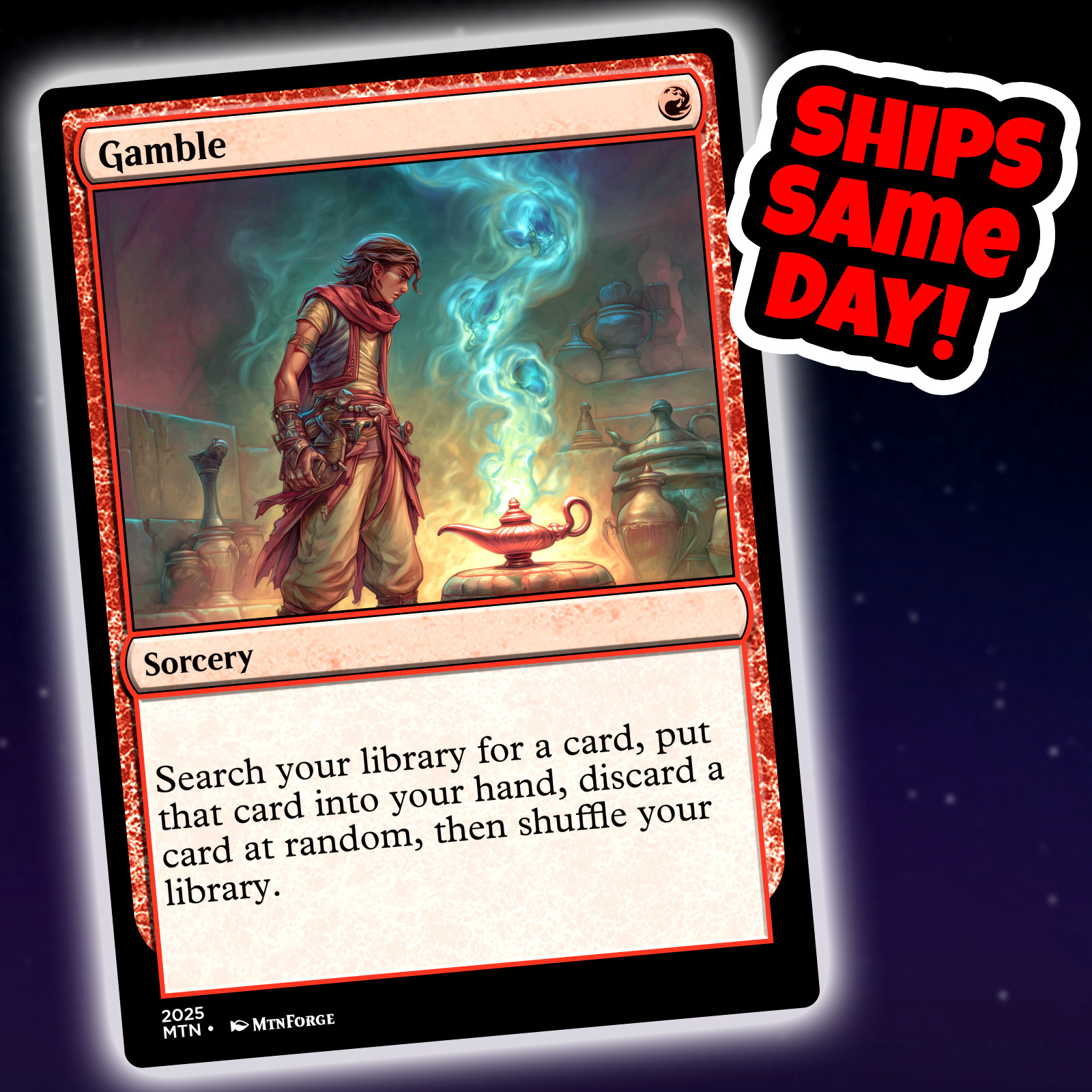 Gamble – Custom Art Magic: The Gathering Playtest Card – Commander EDH