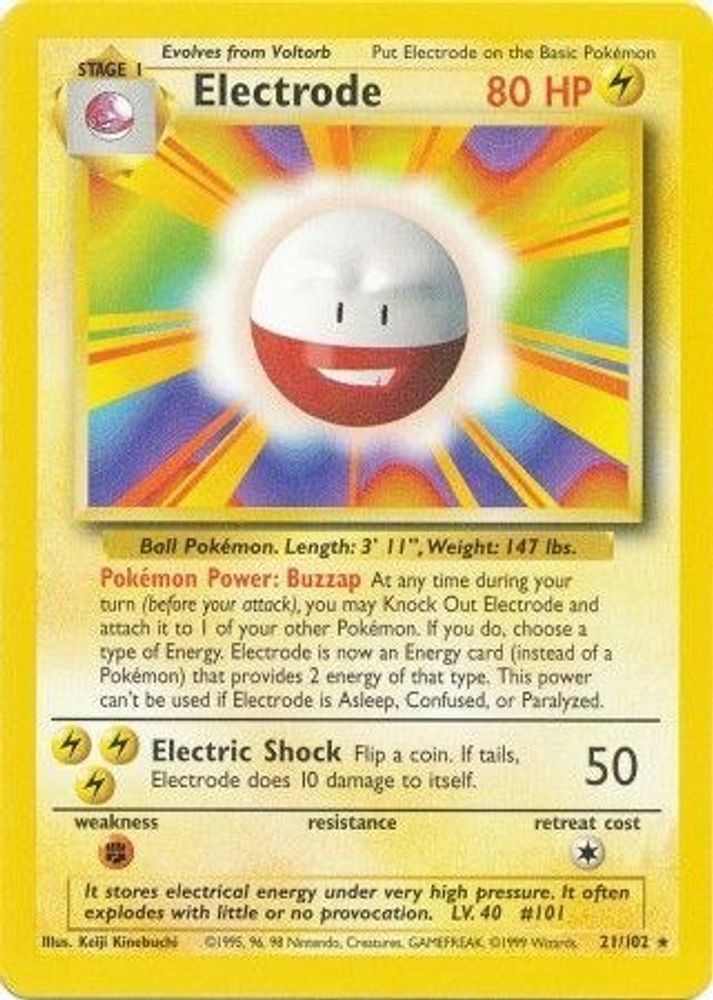 Electrode 21/102 Rare Base Set Unlimited Pokemon LP