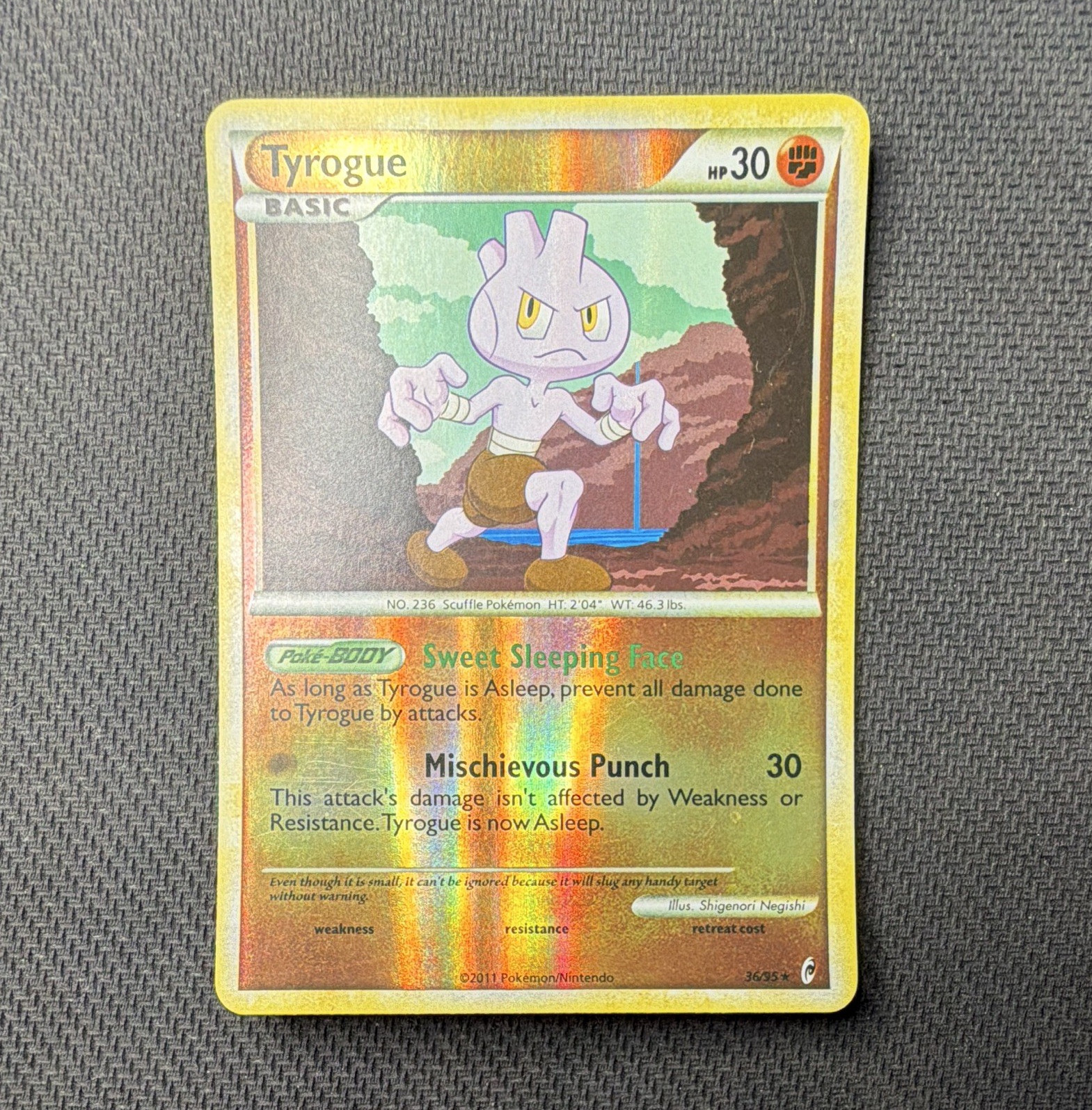 Nintendo Pokemon TCG Tyrogue 36/95 HeartGold SoulSilver 2011 Eng Holo Rare