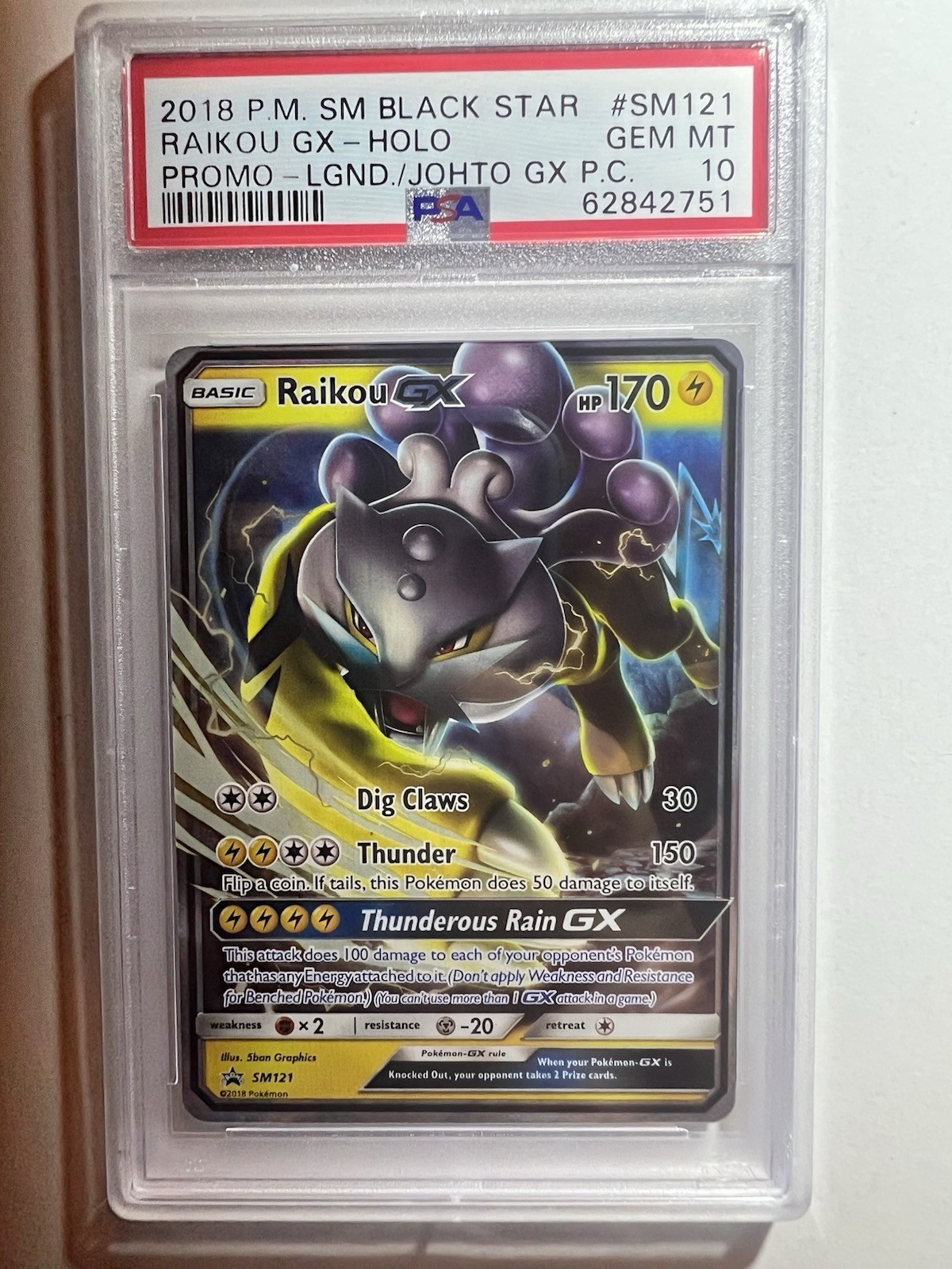 The Pokémon Company Raikou GX SM Black Star Promo Holo PSA 10 ENG 2018 SM121
