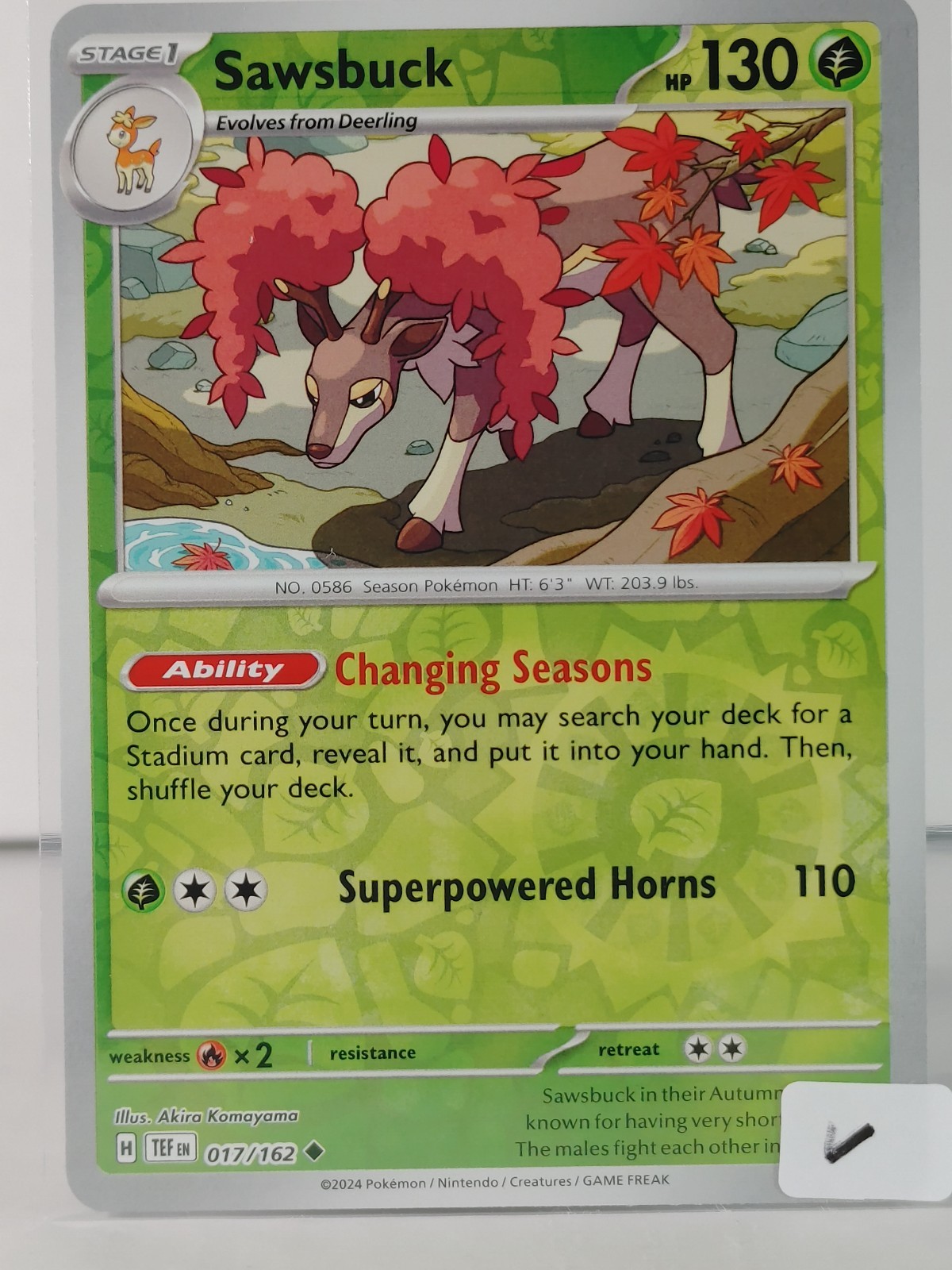 Sawsbuck – Reverse Holo – Temporal Forces #017 – POKEMON – NM – V