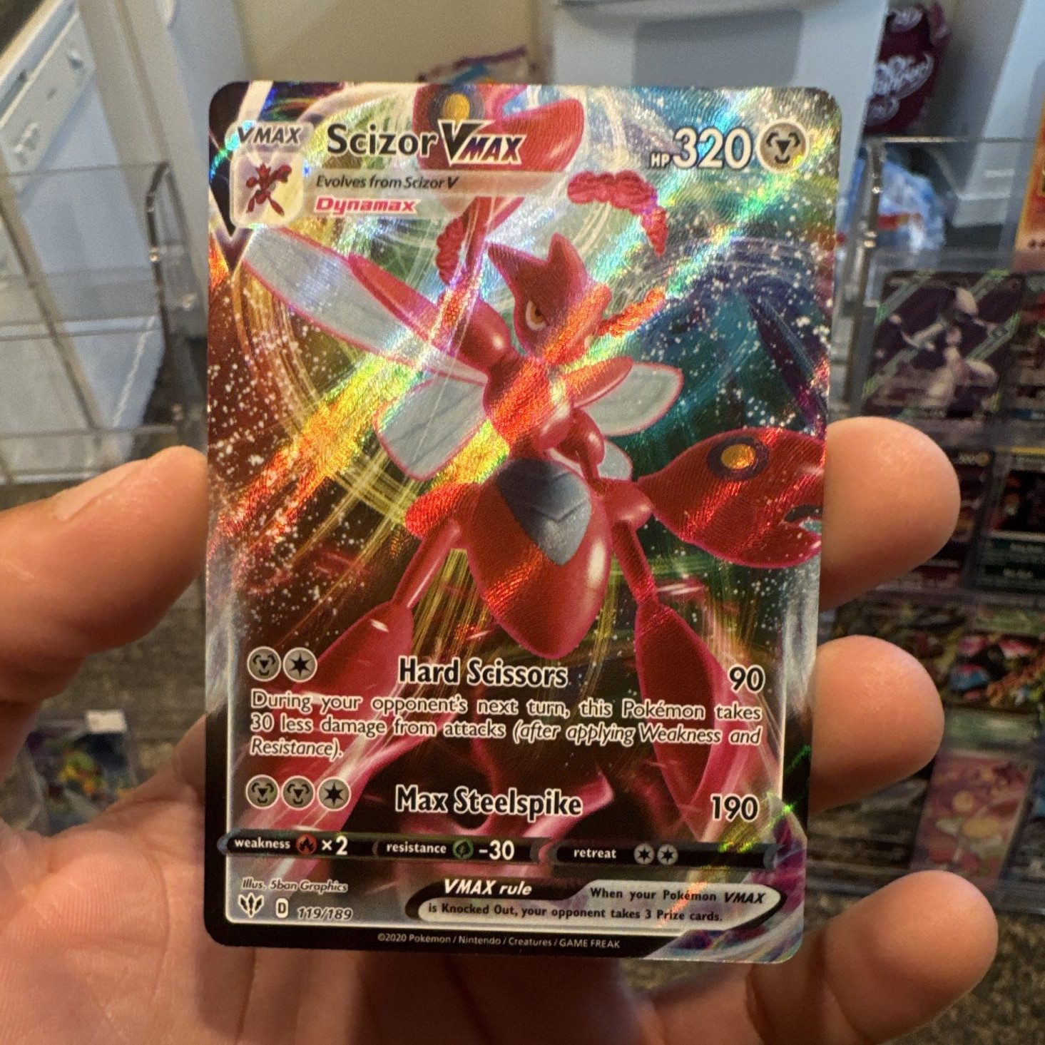 The Pokémon TCG Scizor VMAX 119/189 Ultra Rare Full Art Darkness Ablaze EN NM